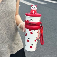 Panda Themed 700ml Straw Tumbler with 316 Stainless Steel Interior - OEM/ODM Custom Vacuum Cup