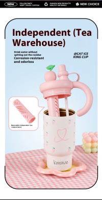Custom 800ML Titanium-Coated 316 Stainless Steel Vacuum Tumbler with Tea Infuser - OEM/ODM