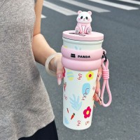 Panda Themed 700ml Straw Tumbler with 316 Stainless Steel Interior - OEM/ODM Custom Vacuum Cup