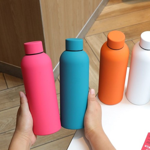 Rubber Coated Narrow Mouth Sports Vacuum Flask - 304 Stainless Steel Inner Layer, 500ml/750ml, OEM/ODM Available