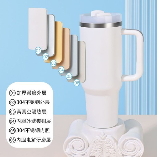 Double Lid Insulated Stainless Steel Tumbler with Handle – OEM/ODM for Beverage Business