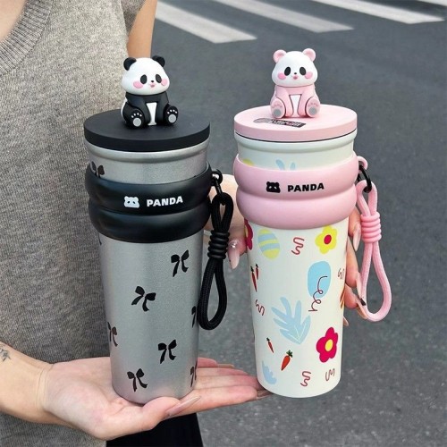 Panda Themed 700ml Straw Tumbler with 316 Stainless Steel Interior - OEM/ODM Custom Vacuum Cup