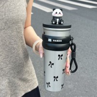 Panda Themed 700ml Straw Tumbler with 316 Stainless Steel Interior - OEM/ODM Custom Vacuum Cup